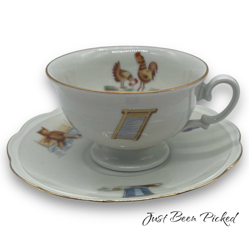 Childs Cup Saucer Set Poland Bear‎ Chickens Birds